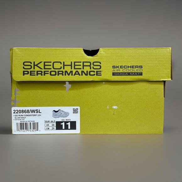 Skechers Go Run Men Size 11 Consistent 2.0 Silver White Wolf Running Shoes New - Picture 8 of 8